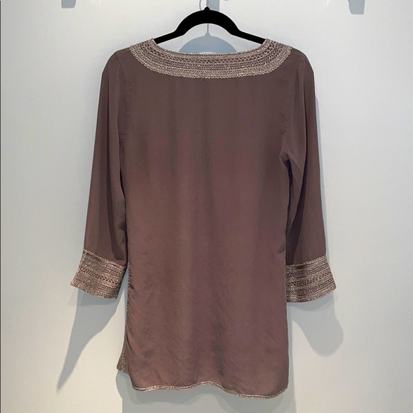 Calypso St. Barth silk tunic w/ silver embroidery - Picture 2 of 6
